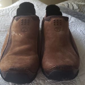 Mens timberland suede leather tan loafers slide on size 9